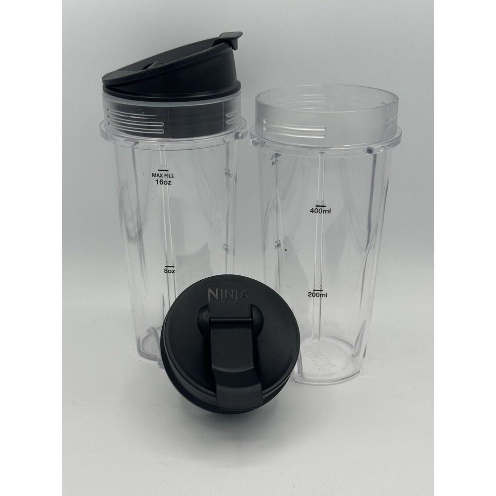 Nutri Ninja Blender Single Serve Drinking Cups With Lids 16oz/400ml Lot Of‎ 2